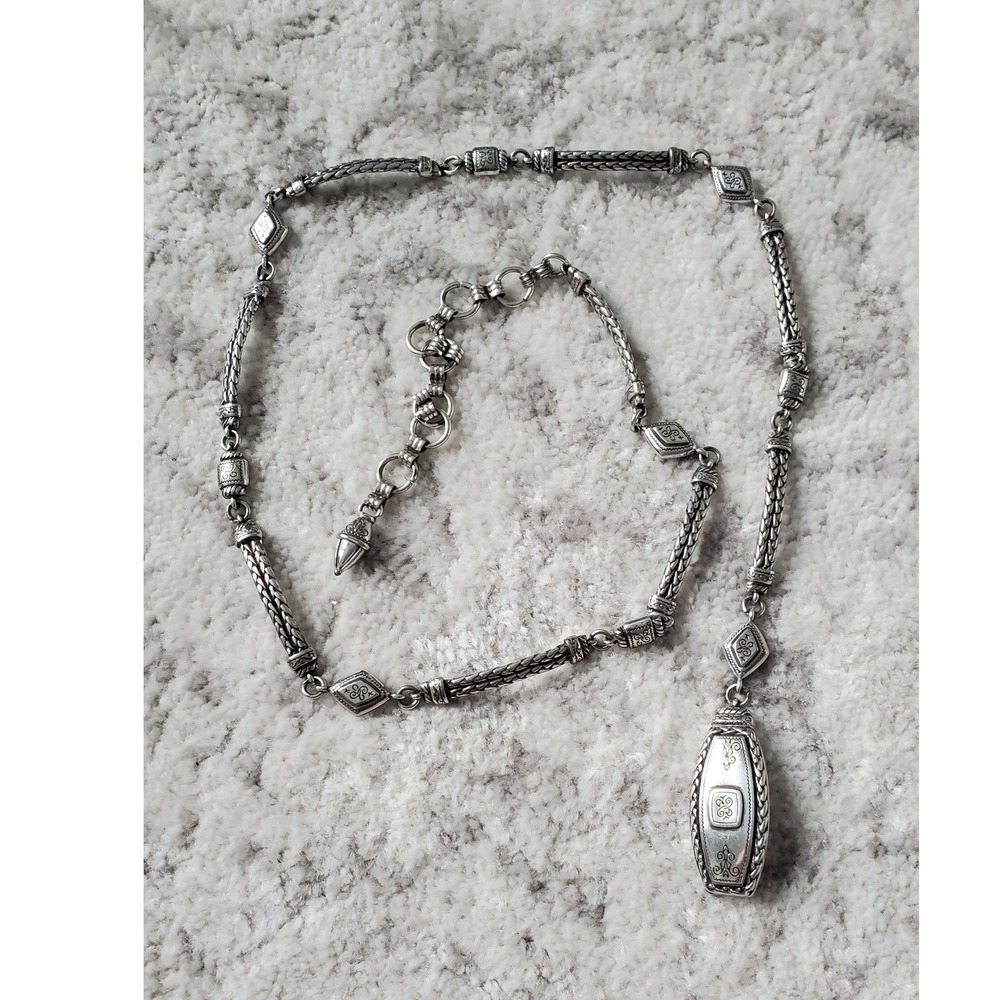 Brighton Silver Tone Bali Filigree Heart Chain Link Adjustable Belt 41 Inch